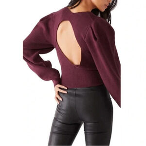 NWT Free People Saffron Open Back Sweater Women Long Sleeve Square Neck (s)
